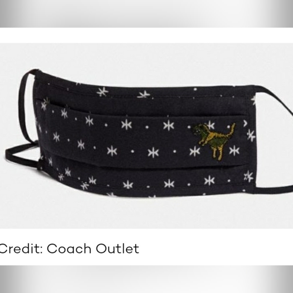 NWT Coach Rexy Star Dot Black & White Face Mask. 100% cotton. One size.
